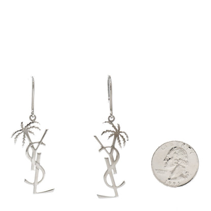 Saint Laurent Metal Monogram Palm Earrings Silver 2 of 4