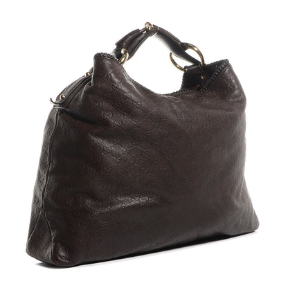 Gucci Guccissima Large Horsebit Chain Hobo Chocolate Brown 3 of 7
