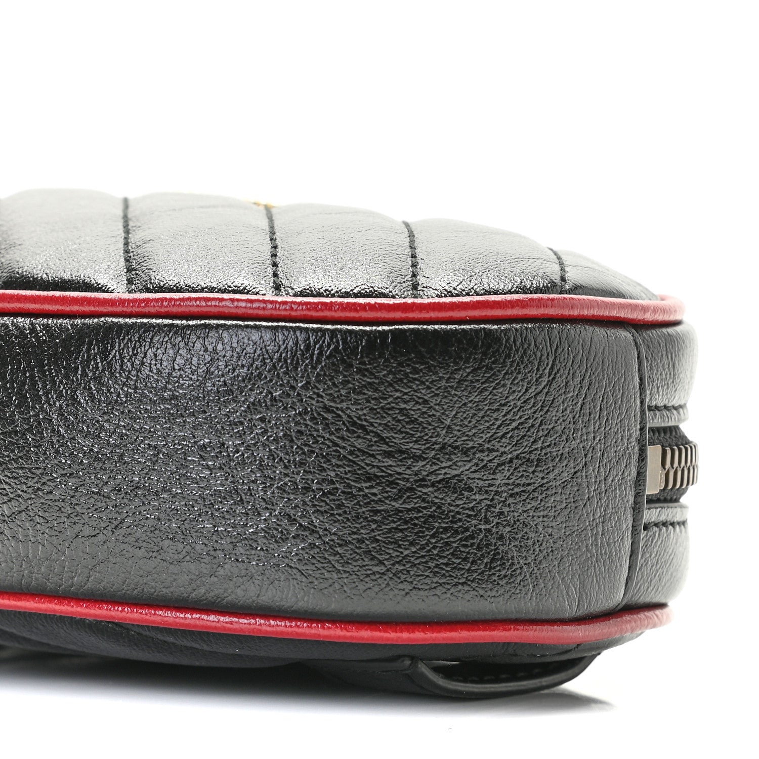 Gucci Azalea Calfskin Matelasse Diagonal Torchon GG Marmont Belt Bag 75 30 Black Romantic Cerise 12 of 12