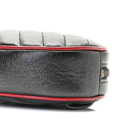Gucci Azalea Calfskin Matelasse Diagonal Torchon GG Marmont Belt Bag 75 30 Black Romantic Cerise 12 of 12
