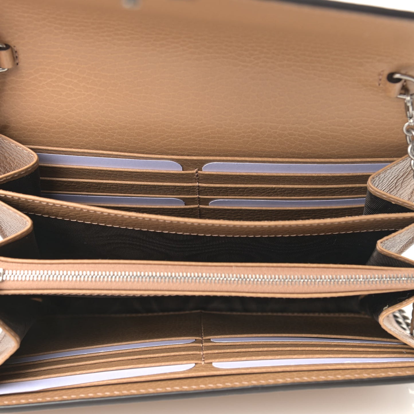 Dollar Calfskin Crystal Mini Dionysus Chain Wallet Natural Tan Black Diamond