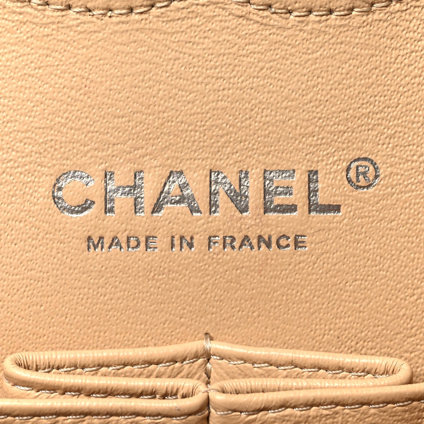 Lambskin Quilted Medium Double Flap Beige