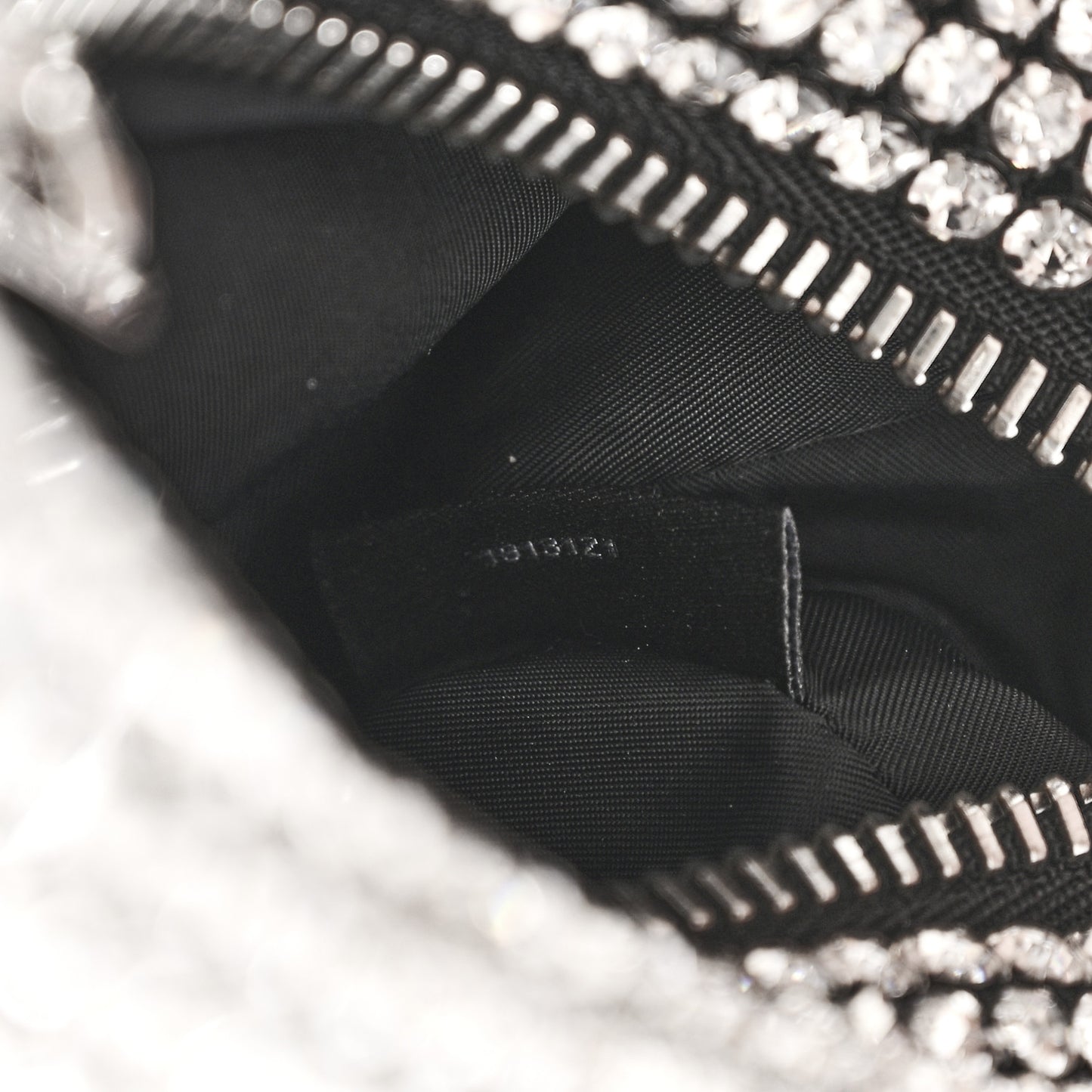 Mesh Crystal Rhinestone Mini Heiress Pouch Black Silver