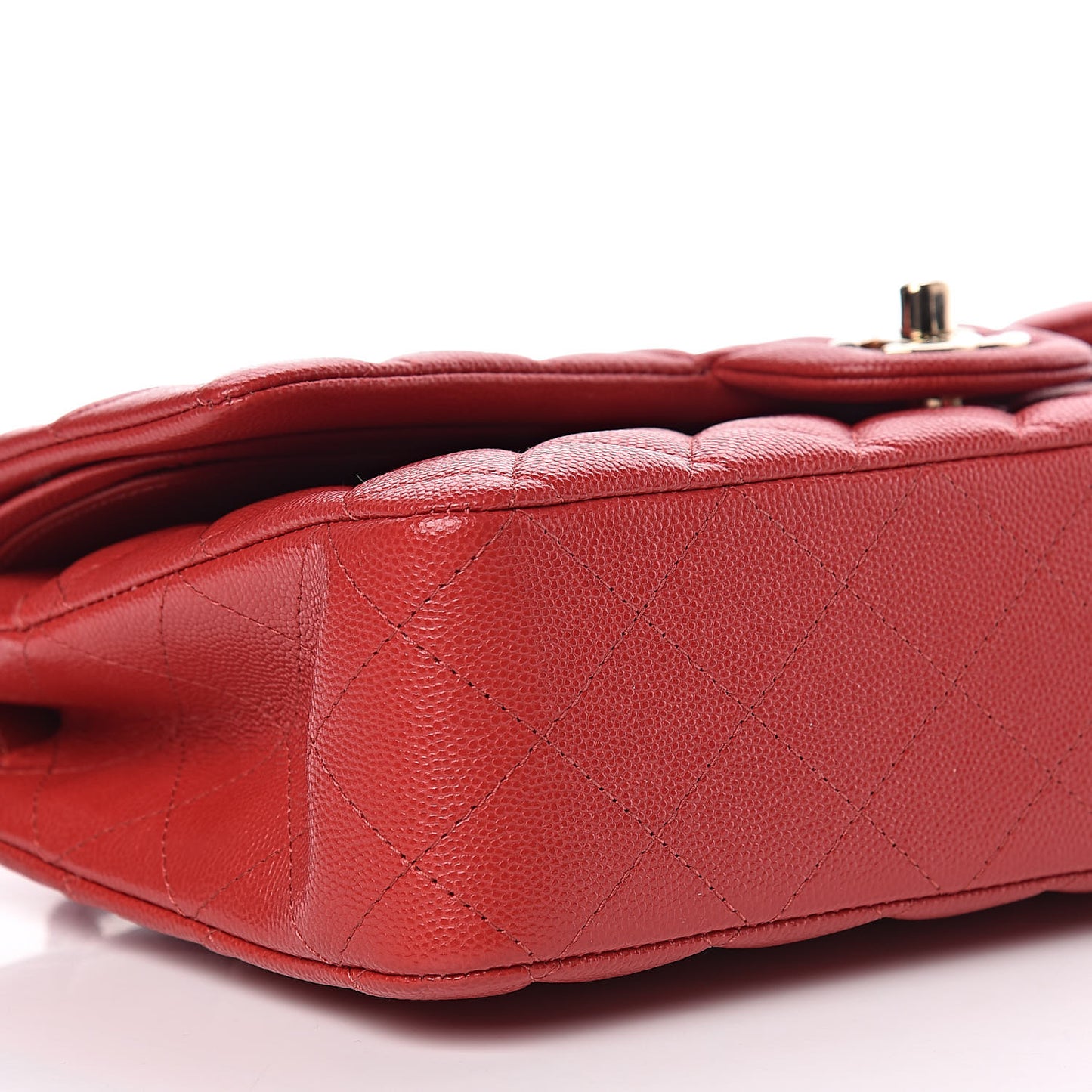 Caviar Quilted Medium Double Flap Red