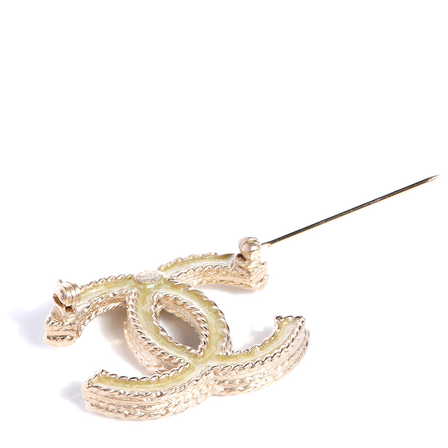 Crystal Large CC Brooch Gold