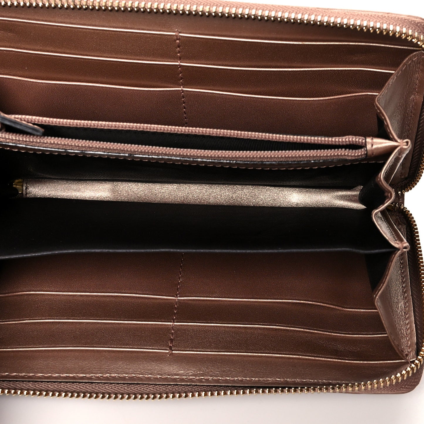 Metallic Guccissima Lovely Zip Around Wallet Pink