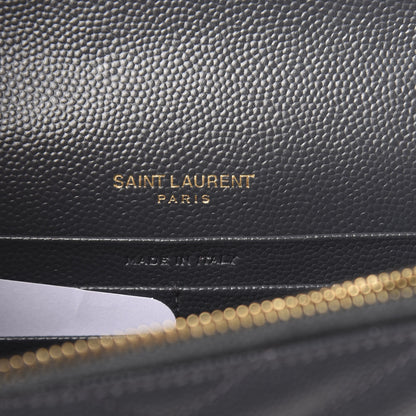 Saint Laurent Grain De Poudre Matelasse Chevron Monogram Envelope Chain Wallet Dark Smog 6 of 12