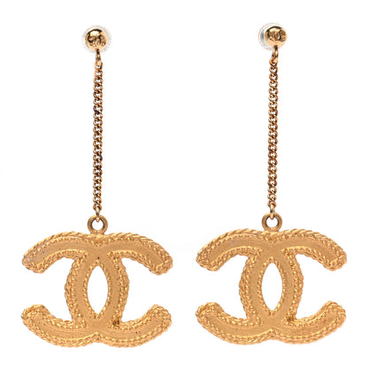 Chanel CC Drop Earrings Matte Gold 1 of 6