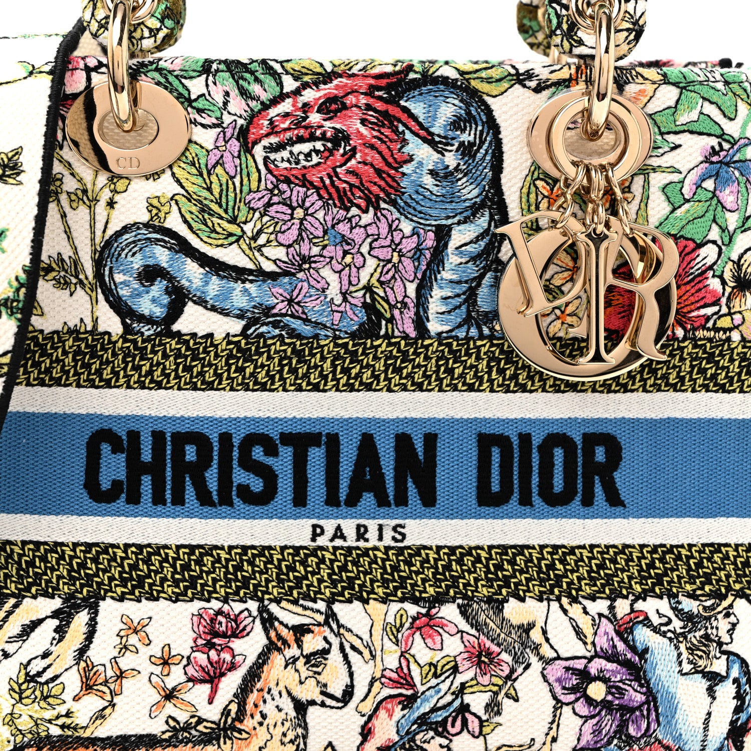 Christian Dior Canvas D-Constellation Embroidered Medium Lady D-Lite Latte Multicolor 7 of 9