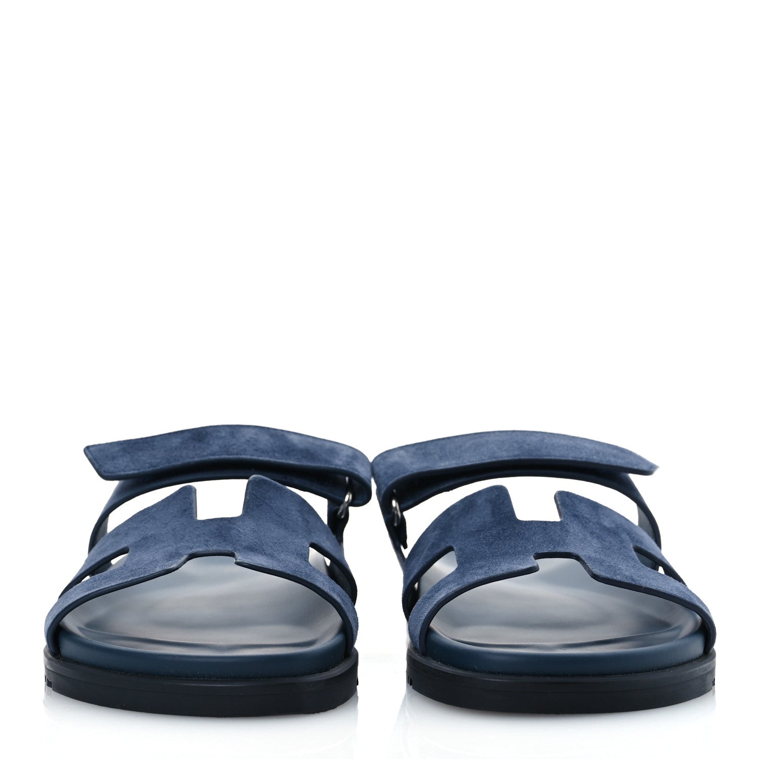 Hermes Suede Goatskin Womens Chypre Sandals 40.5 Bleu Celeste 3 of 11