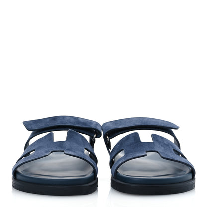 Hermes Suede Goatskin Womens Chypre Sandals 40.5 Bleu Celeste 3 of 11