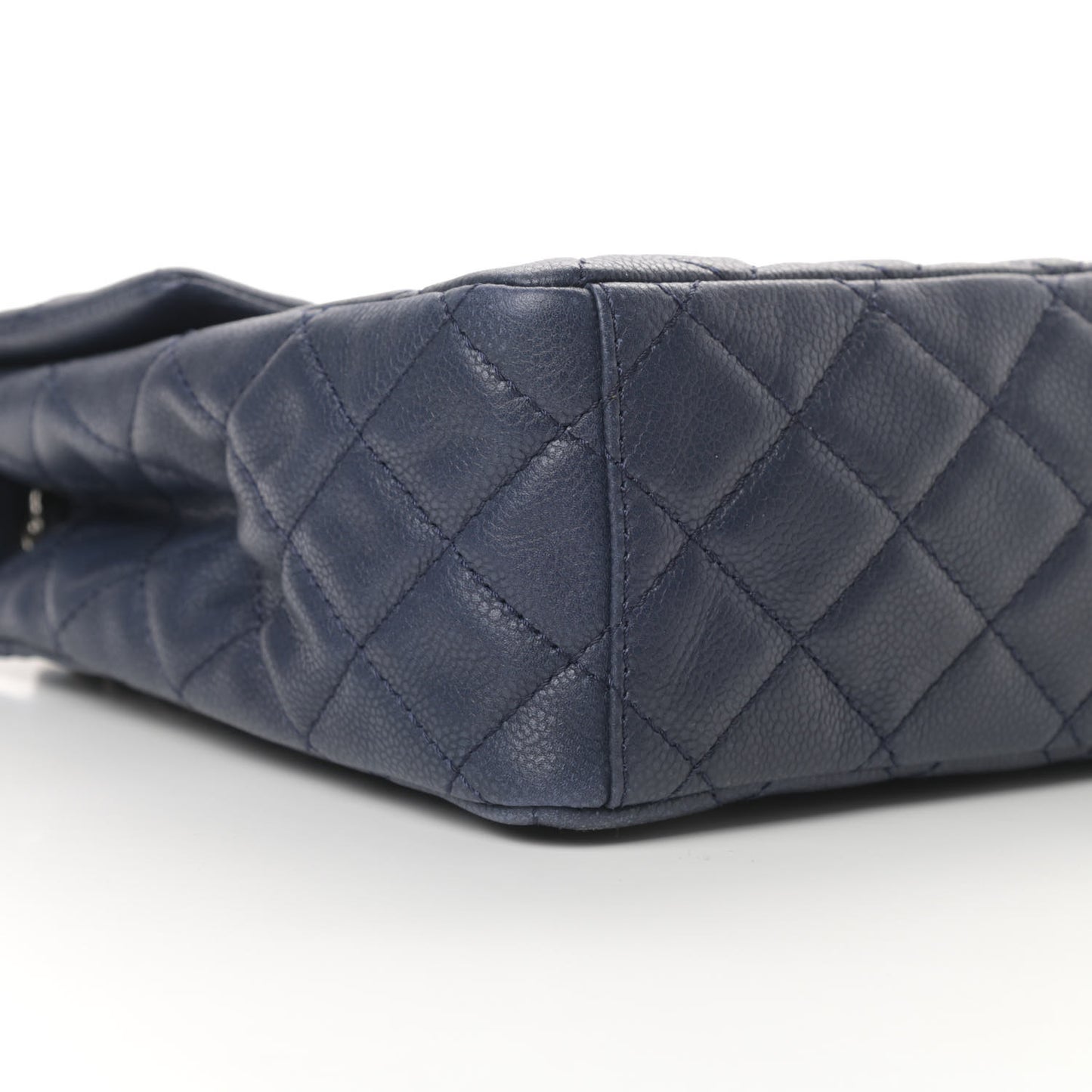 Washed Caviar Quilted Maxi Single Flap Dark Navy Blue
