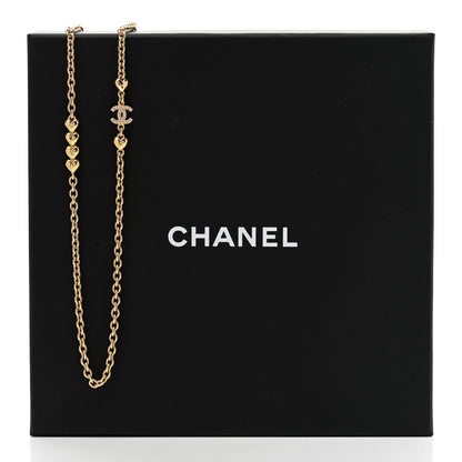 Chanel Crystal CC Heart Link Necklace Gold 6 of 6