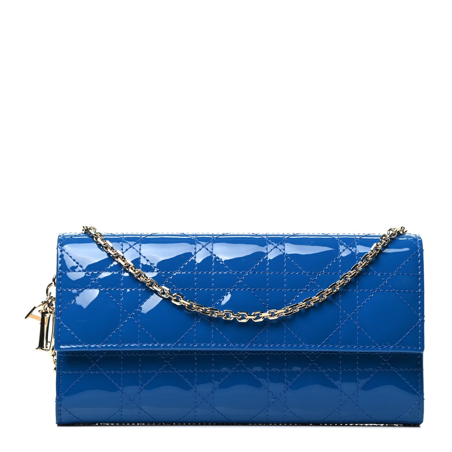 Patent Cannage Lady Dior Rendezvous Wallet On Chain Blue