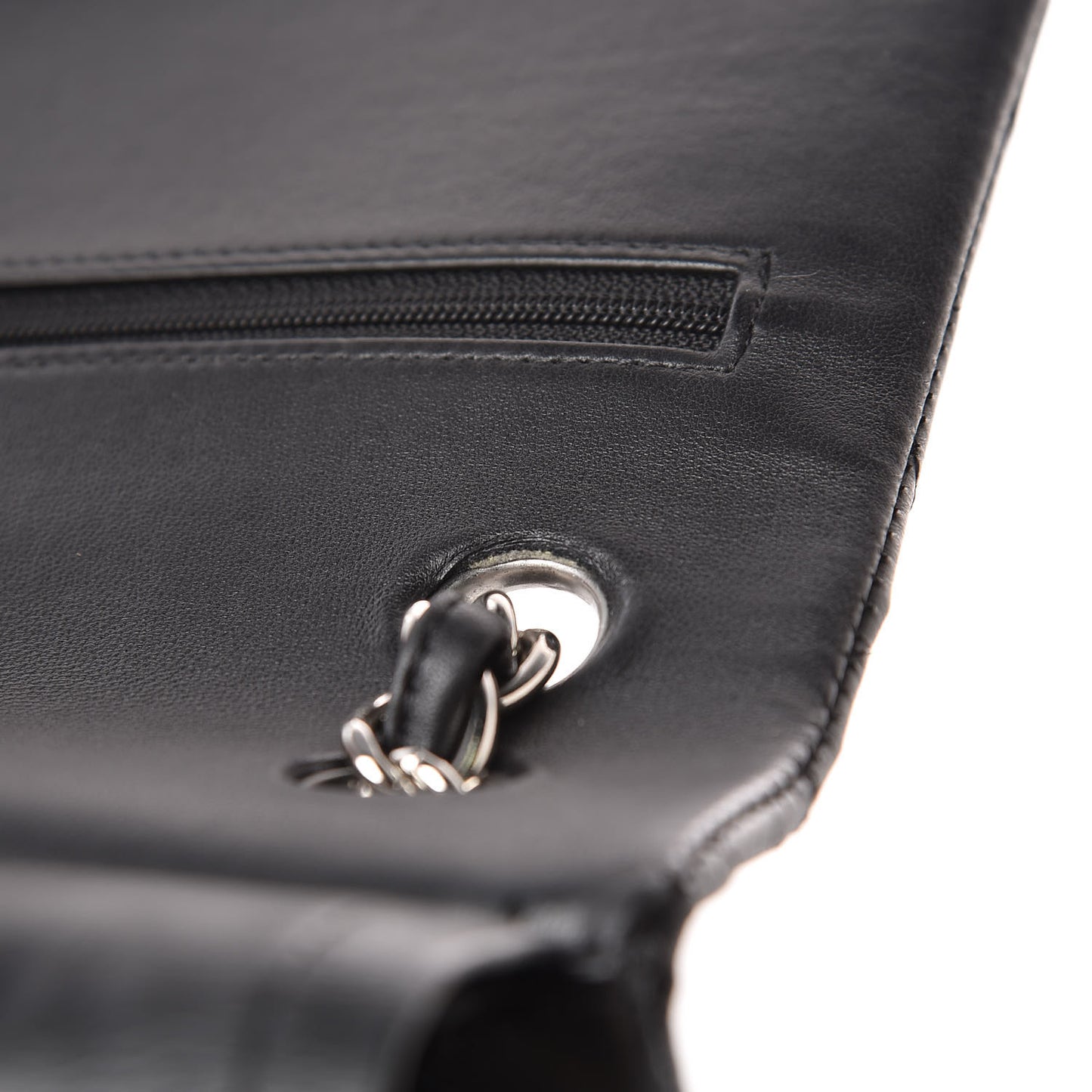 Lambskin Quilted Jumbo Double Flap Black