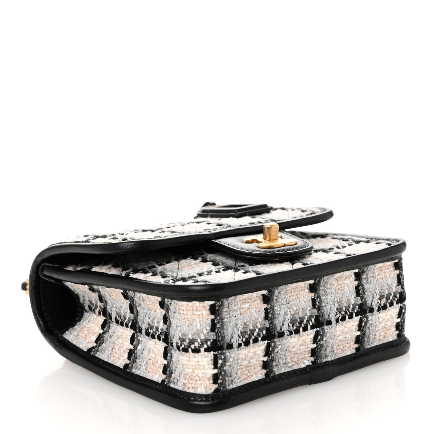 Tweed Calfskin School Memory Mini Top Handle Flap Ecru Grey Beige Black