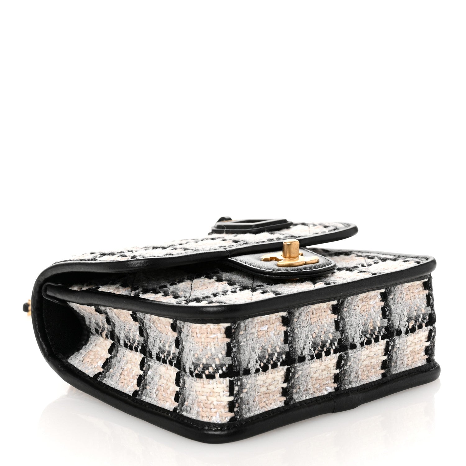 Chanel Tweed Calfskin School Memory Mini Top Handle Flap Ecru Grey Beige Black 4 of 10