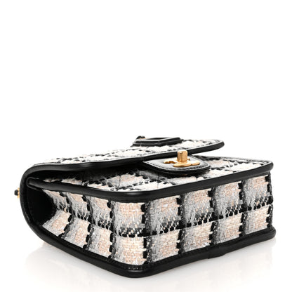 Chanel Tweed Calfskin School Memory Mini Top Handle Flap Ecru Grey Beige Black 4 of 10