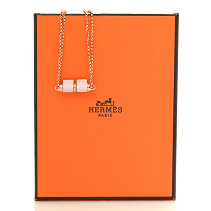 Hermes Swift Rose Gold Charniere Pendant Necklace Mauve Pale 8 of 8