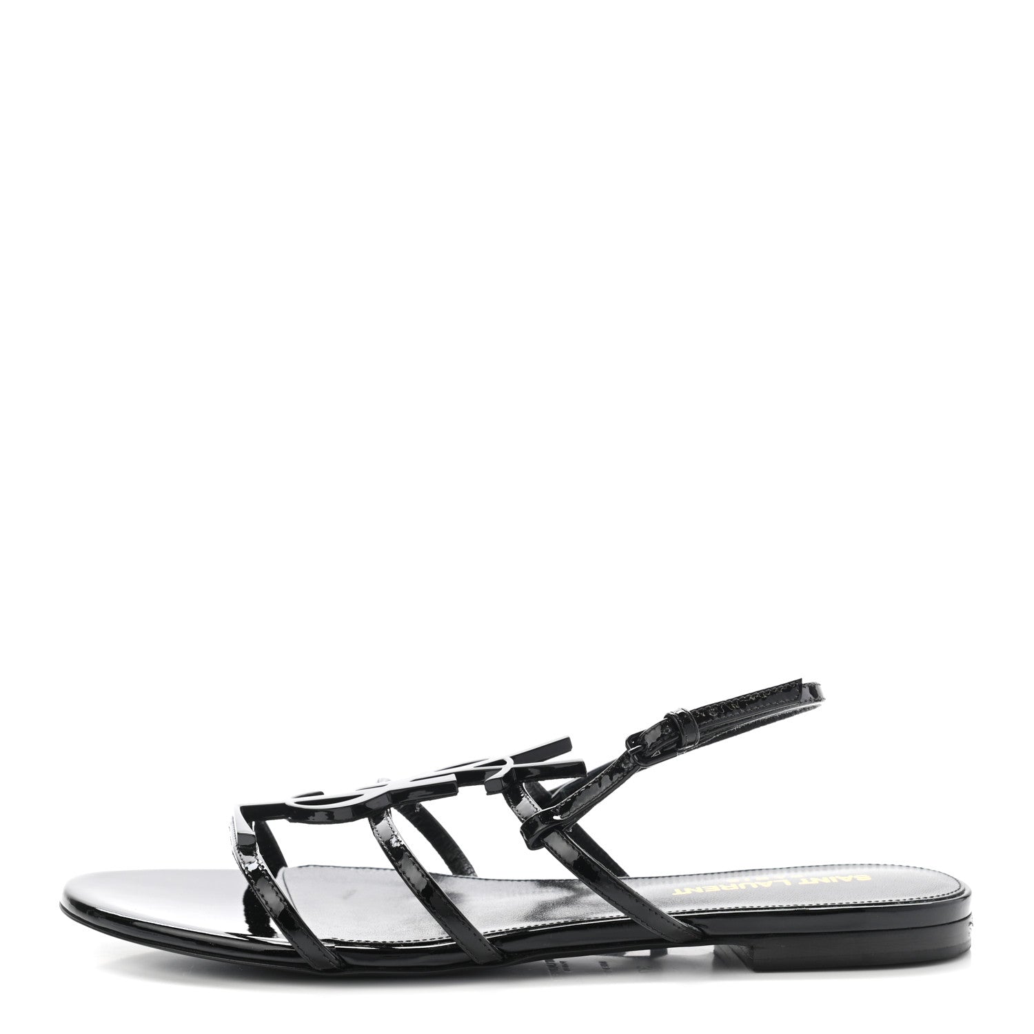 Saint Laurent Patent Calfskin Cassandra Monogram Sandals 37 Black 1 of 8
