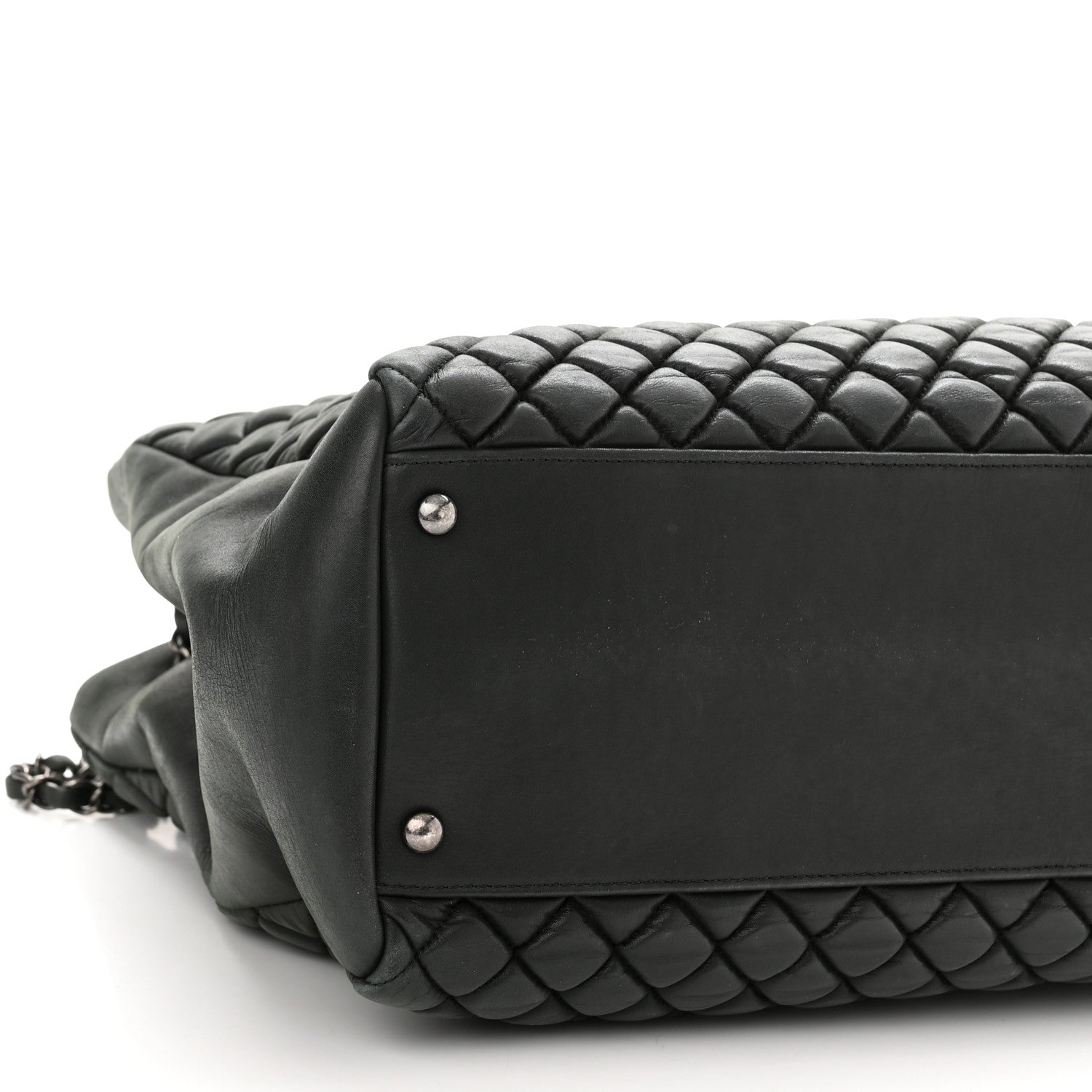 Chanel Iridescent Calfskin Quilted New Bubble North South Tote Dark Green 6 of 9