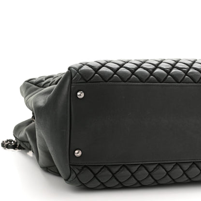 Chanel Iridescent Calfskin Quilted New Bubble North South Tote Dark Green 6 of 9