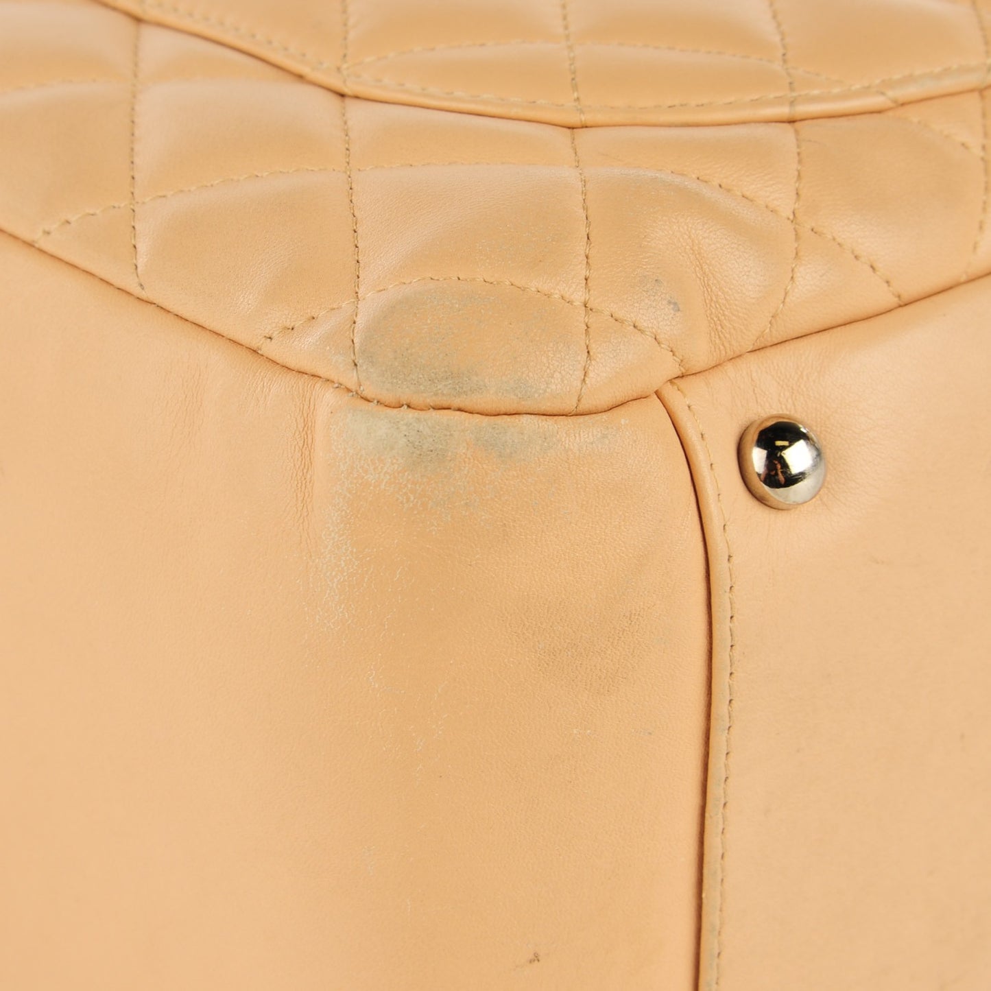 Calfskin Quilted Large Cambon Flap Beige Black