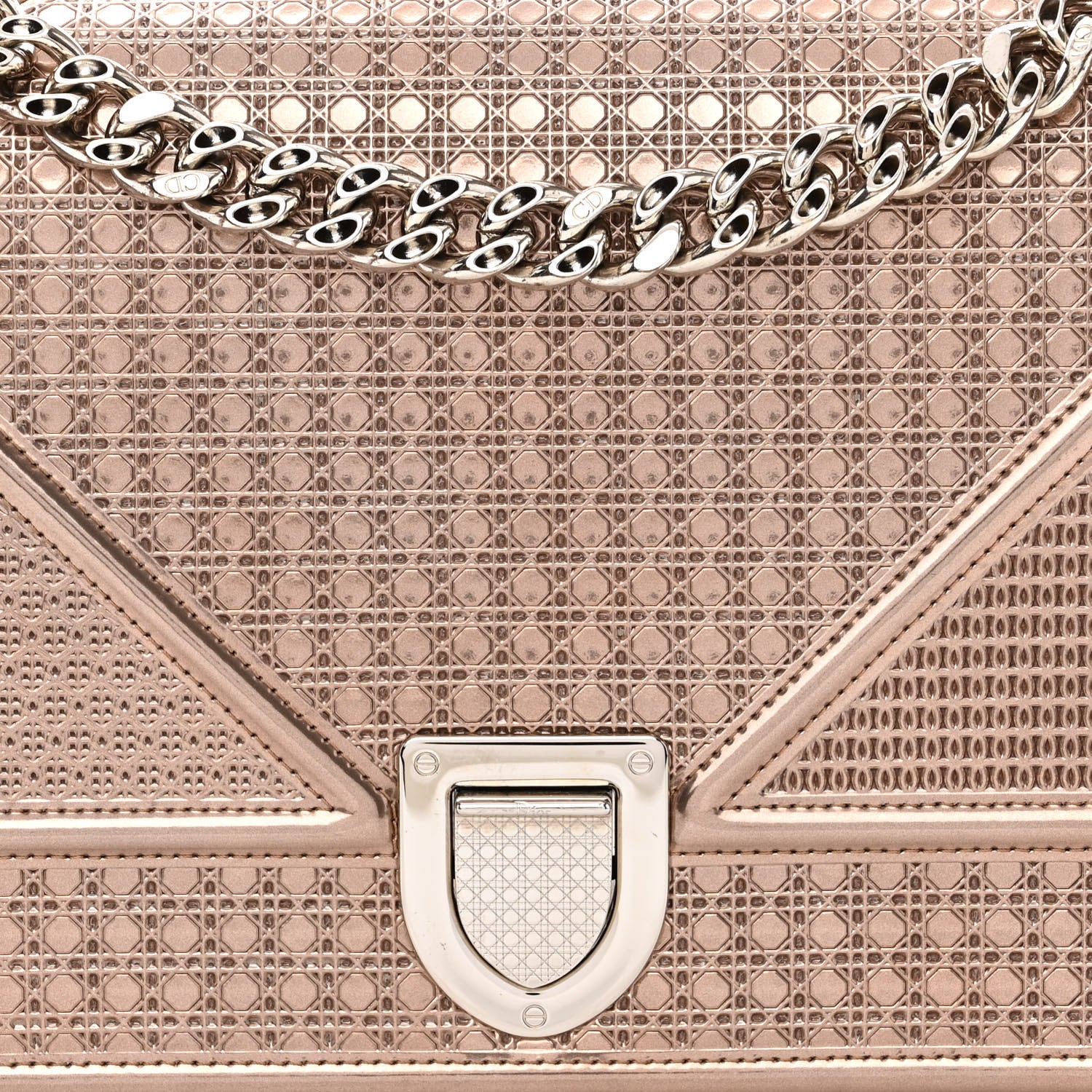 Christian Dior Metallic Patent Micro-Cannage Medium Diorama Flap Bag Pink 10 of 12