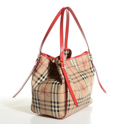 Burberry Haymarket Check Small Canterbury Tote Coral Red 3 of 6