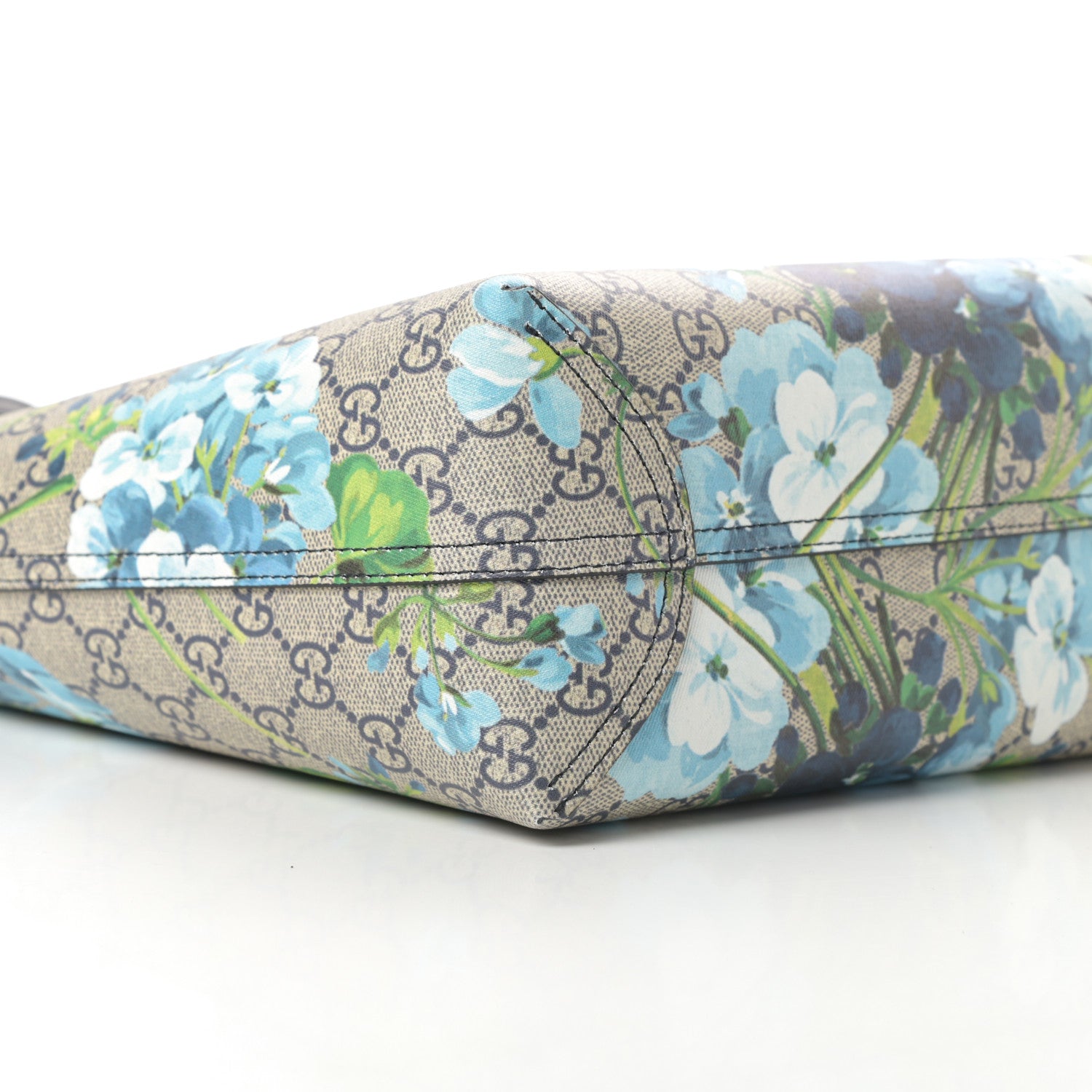 Gucci GG Supreme Monogram Blooms Small Reversible Tote Beige Blue Navy 11 of 15