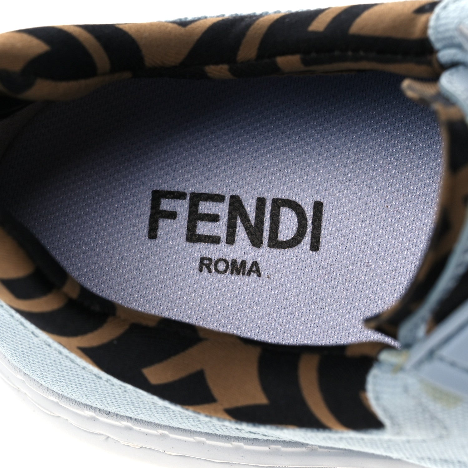 Fendi Canvas Lycra TPU FF Womens Fendi Force Low Top Sneakers 38 Sky Tobacco Black 7 of 10