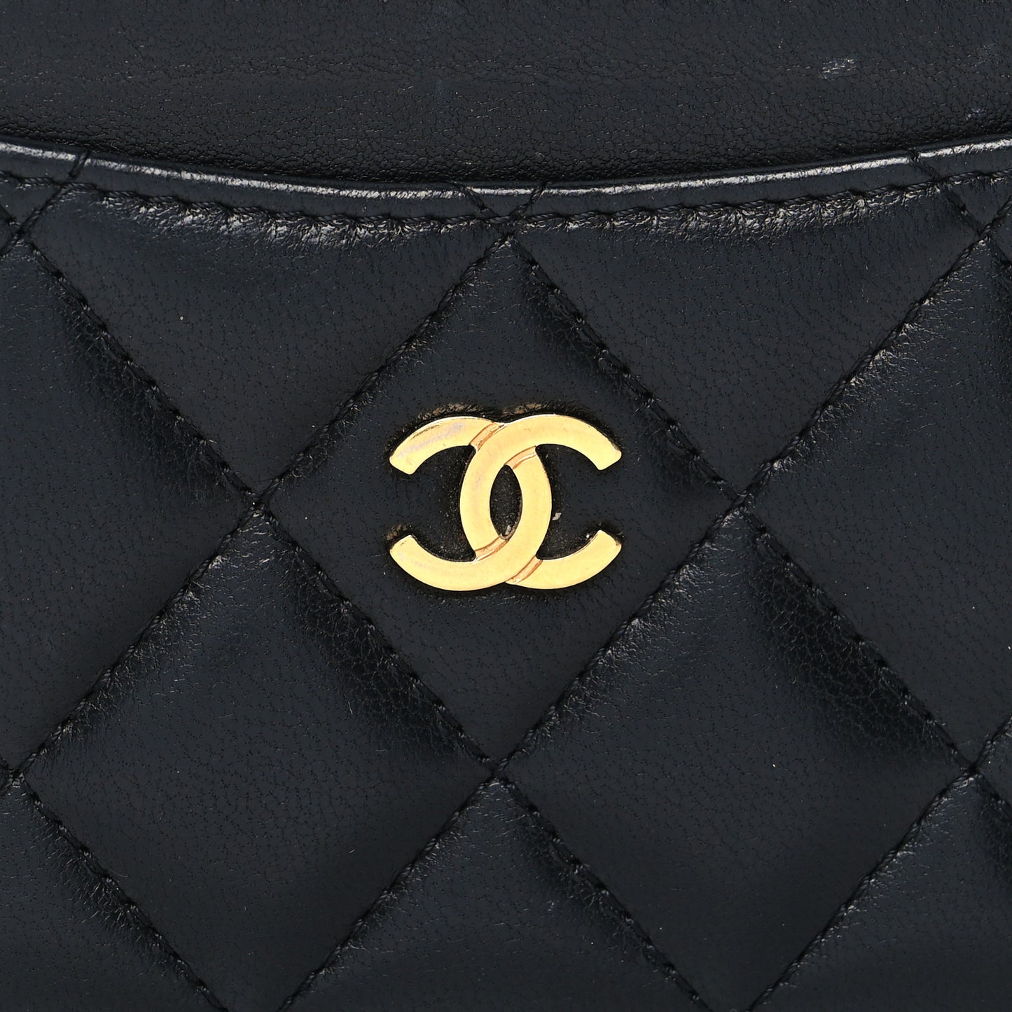 Lambskin Quilted Card Holder Black