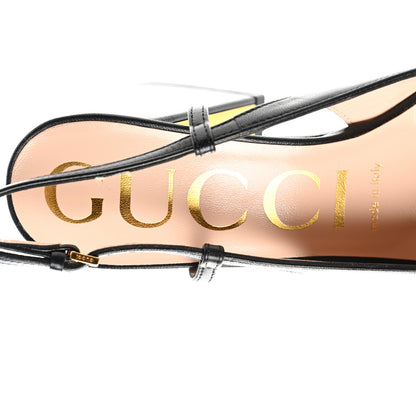 Gucci Malaga Kid Horsebit 75mm Slingback Pumps 36 Black 7 of 11