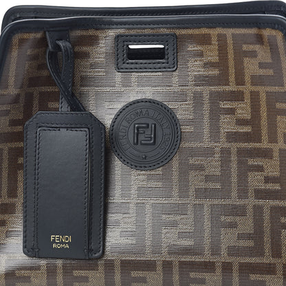 Fendi Glazed Fabric Vitello Century FF 1974 Stamp Patch Mini Peekaboo Defender Cover Mogano Panna Black 9 of 12