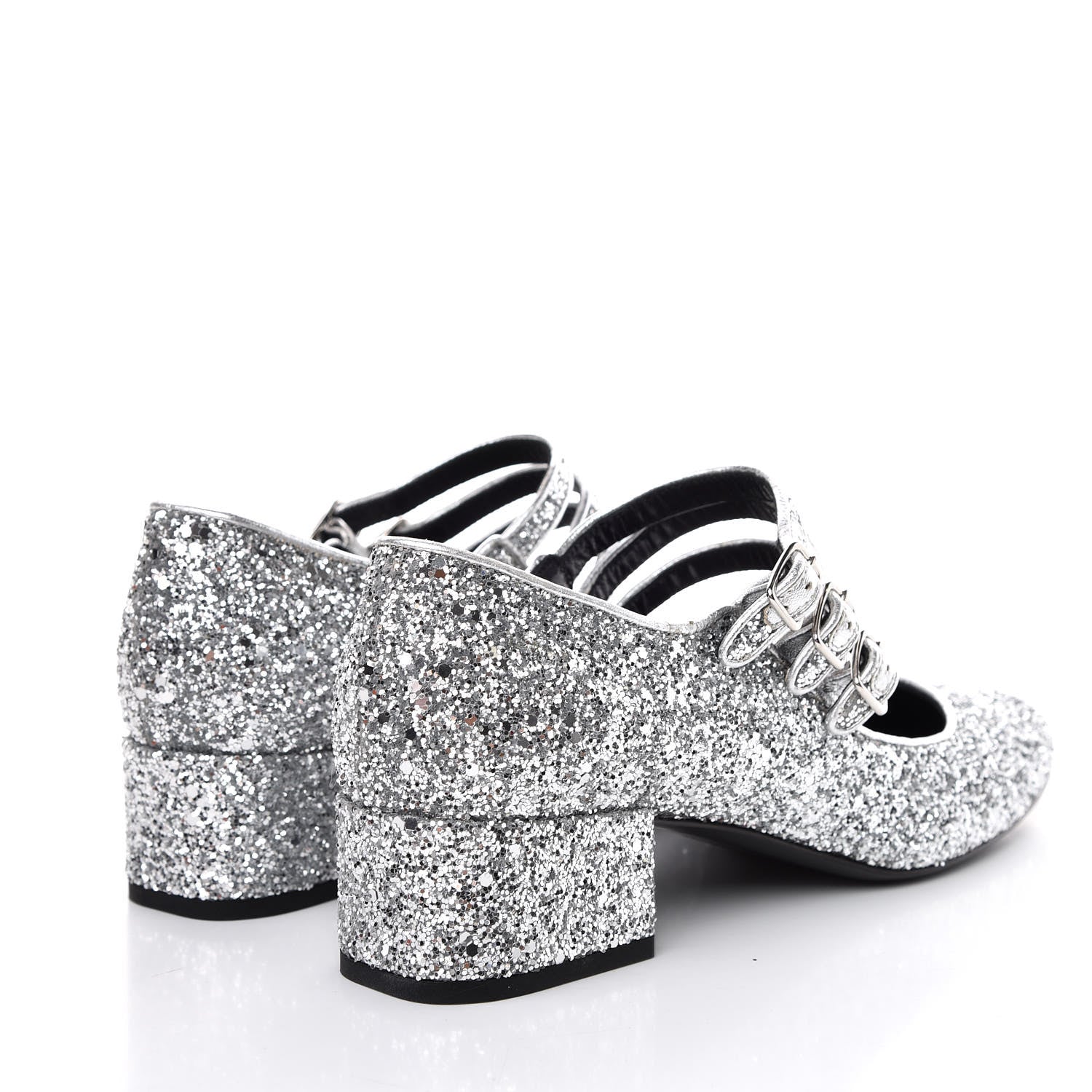 Saint Laurent Glitter Babies 40 Mid Heel Pumps 40 Galaxi Argento 4 of 9