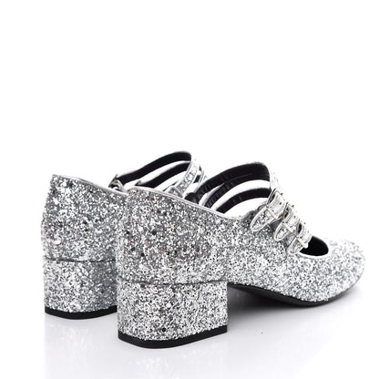 Saint Laurent Glitter Babies 40 Mid Heel Pumps 40 Galaxi Argento 4 of 9