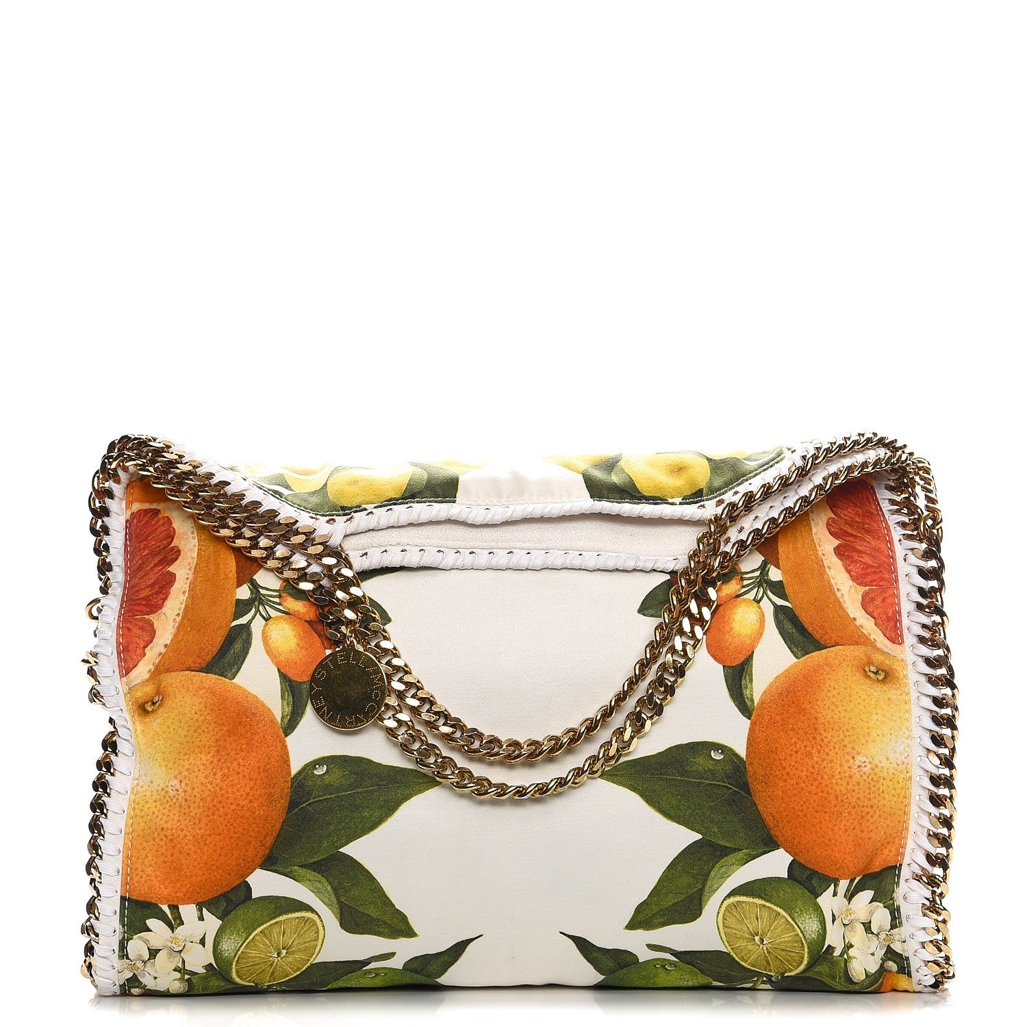 Stella McCartney Cotton Canvas Fruit Print Small Falabella Fold Over Tote White 1 of 8