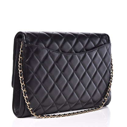 Chanel Lambskin Quilted Clutch With Chain Flap Black 2 of 13