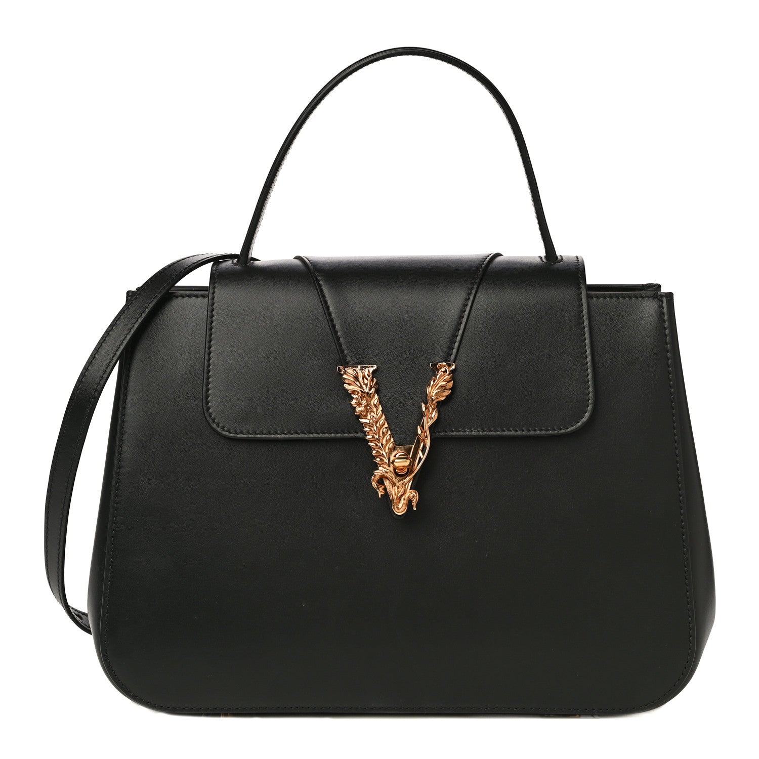 Versace Vitello Barocco Virtus Small Top Handle Shoulder Bag Black 1 of 19