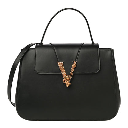 Versace Vitello Barocco Virtus Small Top Handle Shoulder Bag Black 1 of 19