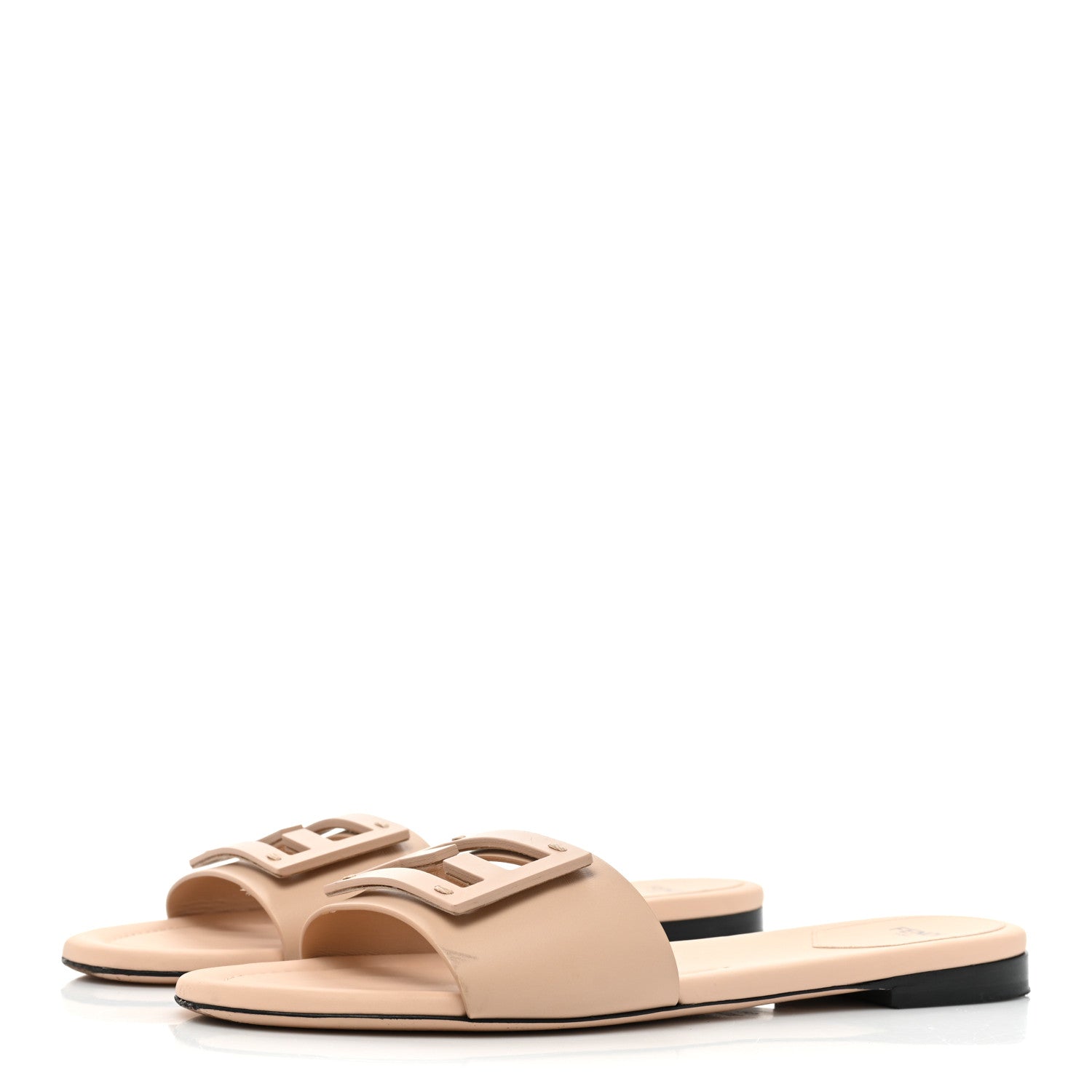 Fendi Vitello Cuoio Baguette Flat Slide Sandals 40 Poudre 3 of 13