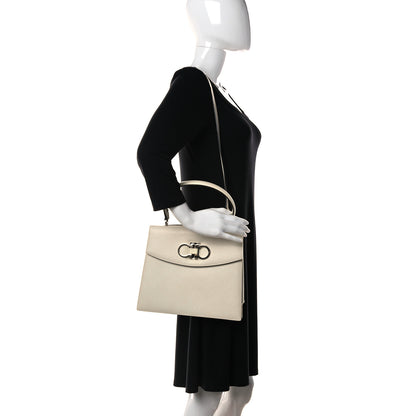 Salvatore Ferragamo Calfskin Gancini 2-Way Top Handle Bag Ivory 2 of 9