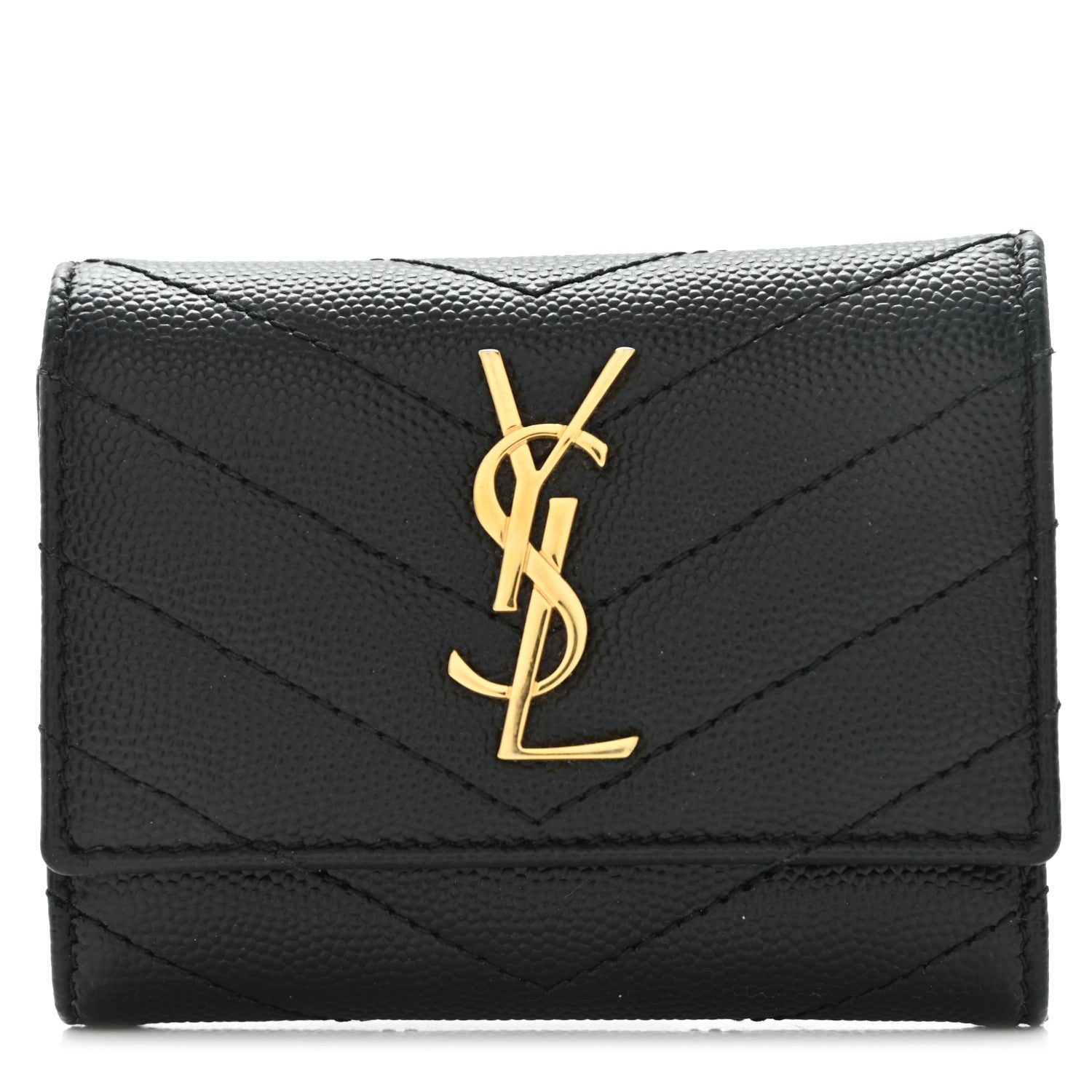 Saint Laurent Grain De Poudre Matelasse Cassandre Monogram Slim Key Case Black 7 of 9