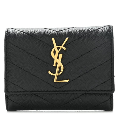 Saint Laurent Grain De Poudre Matelasse Cassandre Monogram Slim Key Case Black 7 of 9