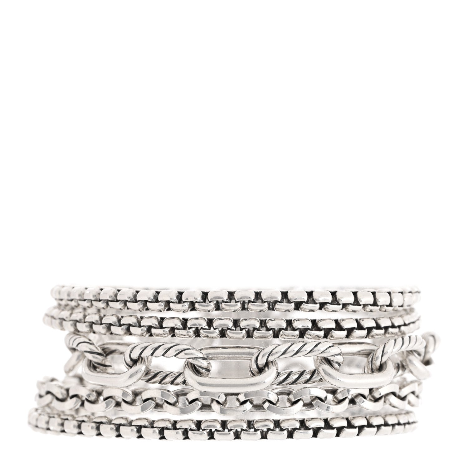David Yurman Sterling Silver Multi Row Chain Bracelet 1 of 3