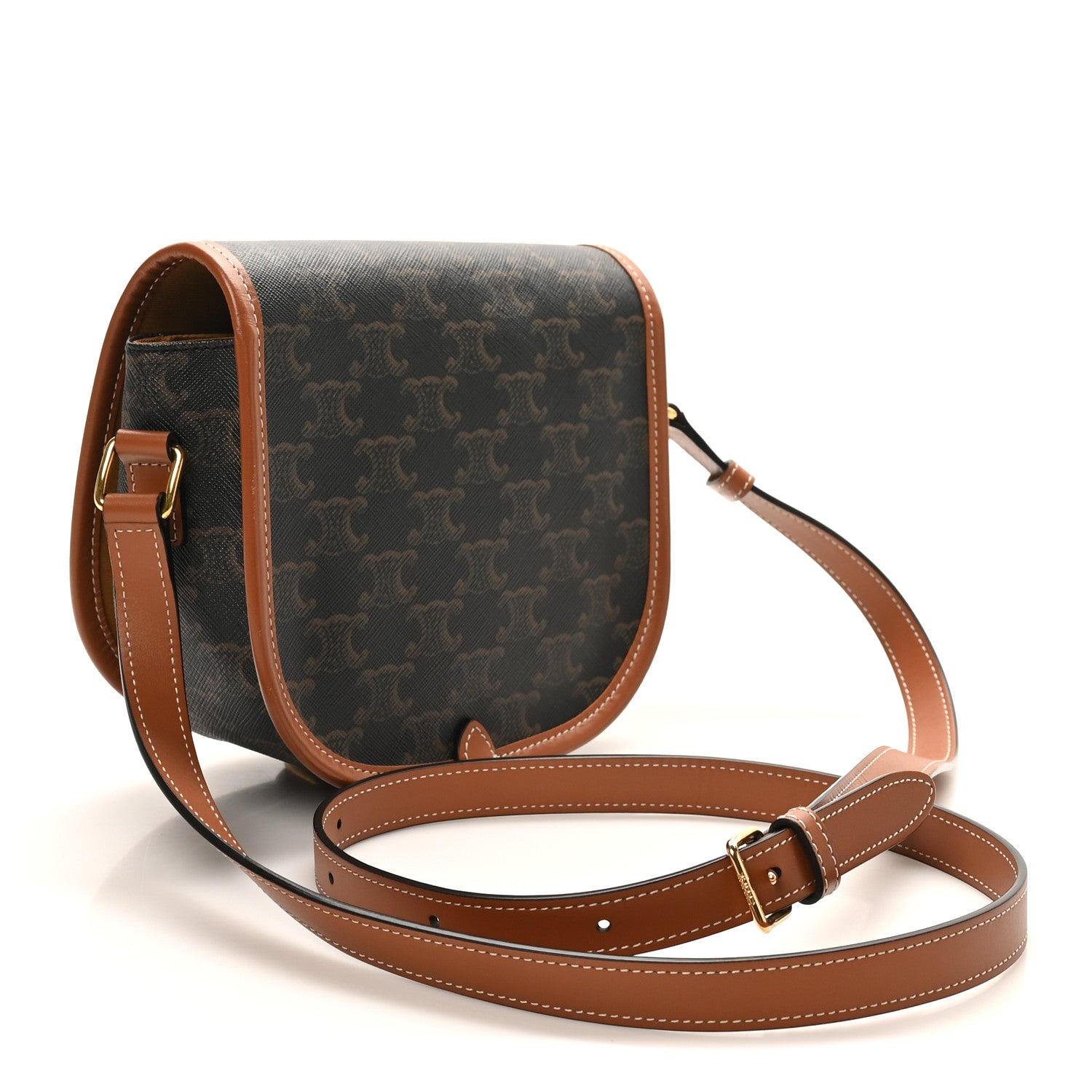 Celine Triomphe Canvas Medium Folco Bag Tan 3 of 9
