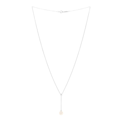 Tiffany 18K White Gold Diamond Akoya Pearl 6.5-7mm Lariat Pendant Necklace 3 of 6