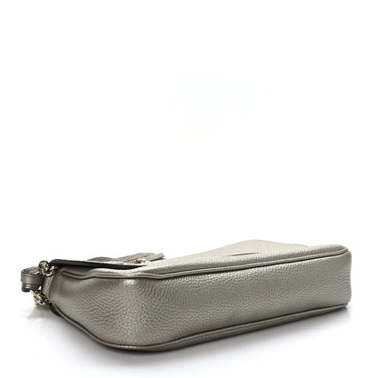 Gucci Metallic Pebbled Calfskin Medium Soho Flap Crossbody Golden Beige 4 of 9