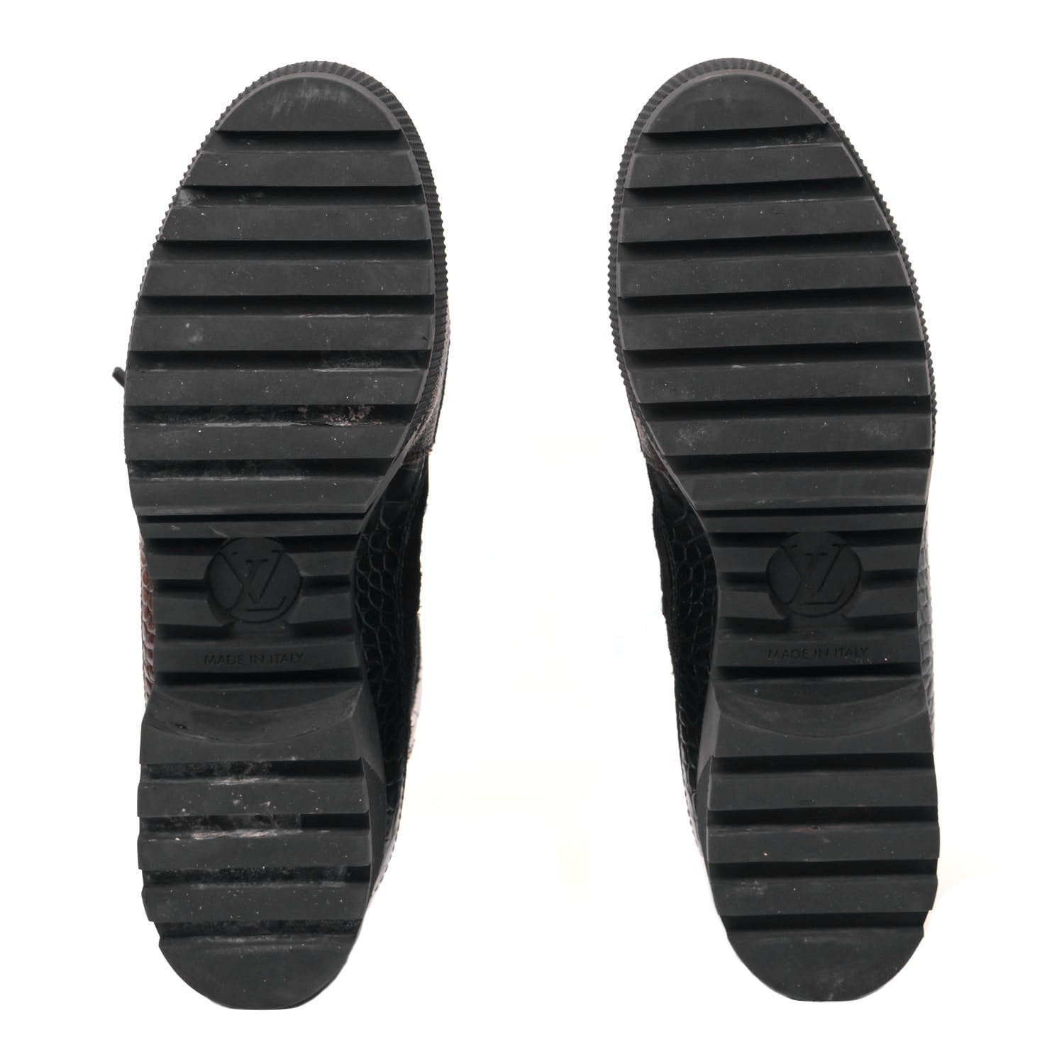 Louis Vuitton Suede Calfskin Crocodile Embossed Patent Monogram Laureate Platform Desert Boots 40 Black 12 of 18