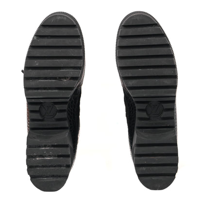 Louis Vuitton Suede Calfskin Crocodile Embossed Patent Monogram Laureate Platform Desert Boots 40 Black 12 of 18